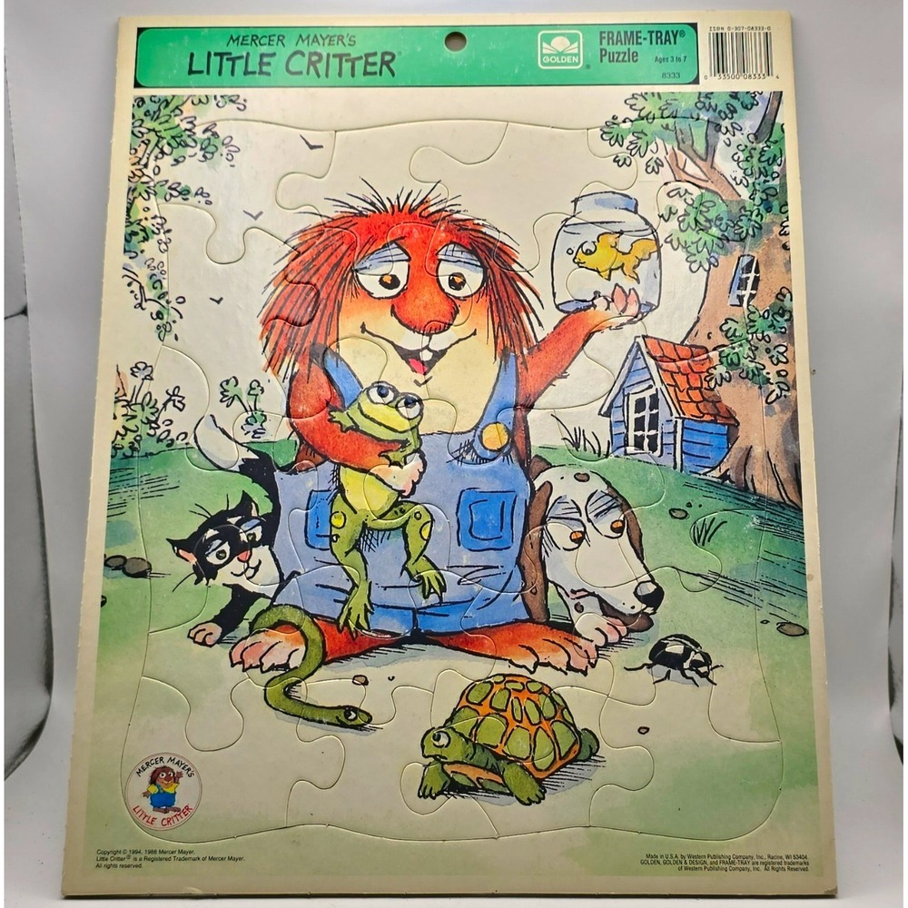Golden Little Critter Mercer Mayer Frame-Tray Puzzle 1994 Cardboard 15 pcs